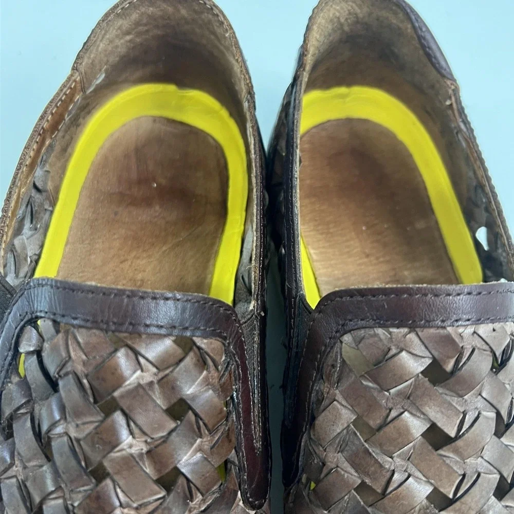 Donald J‎ Pliner Karter-WZ Shoes Mens Size 10 Brown Woven Leather Slip On Casual